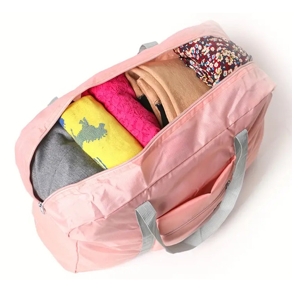 Pink Travel Bag, Portable, Lightweight, Large Storage Capacity Folds up New - Picture 2 of 8